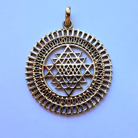 Sri Yantra pendant, made of solid brass.